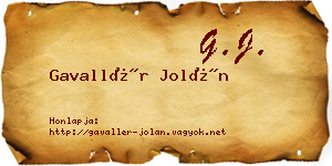 Gavallér Jolán névjegykártya